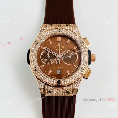 Ladies Hublot Classic Fusion Chronograph King Watch Copy Chocolate Dial